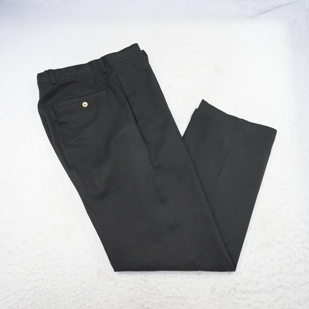 Tommy Bahama Relax Chino Pants Mens 34 x 32 Black Tencel Cotton Blend Flat Front